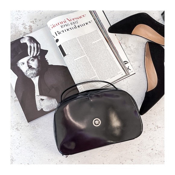 Gianni Versace Vintage 90’s Medusa Black Patent Leather...